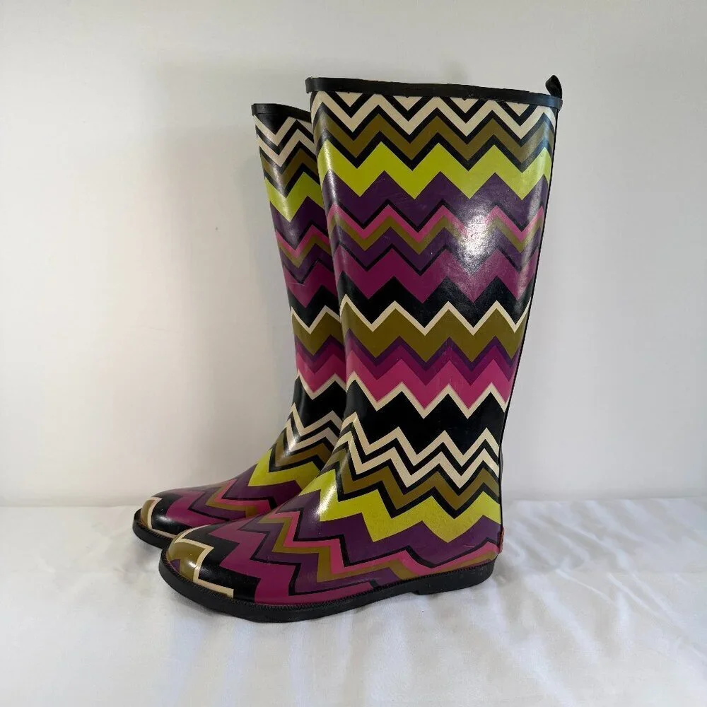 Girls MISSONI Chevron ZigZag Rubber Rain Boots Wellies Sz 3